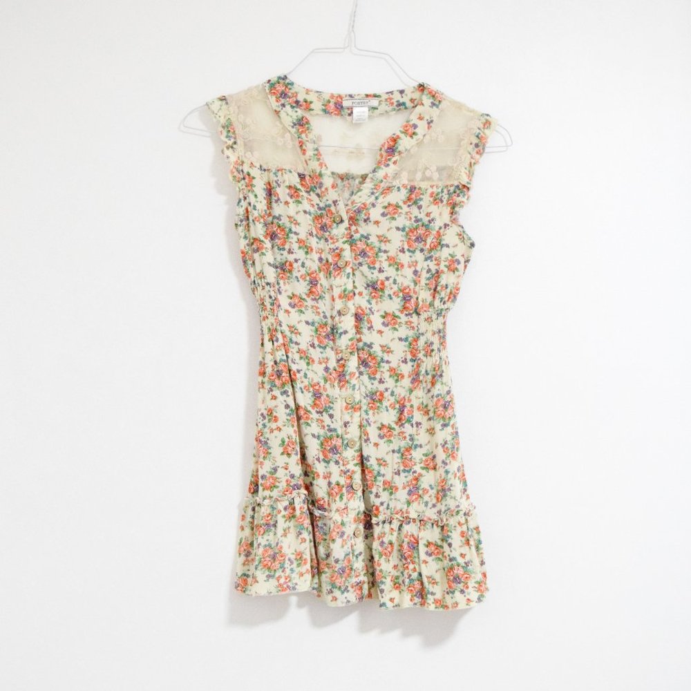 POETRY Juliet Floral Rose Lace Panel Flutter Sleeve Romantic Dress | Size S